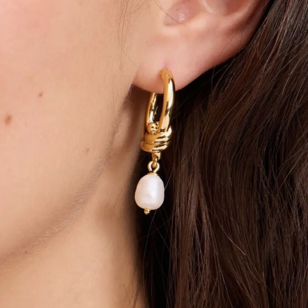 Kate Spade Ropes & Knots Freshwater Pearl Pearl Drop Hoops Earrings